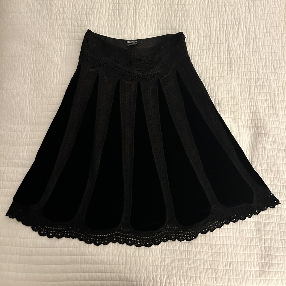 Boho Black velvet and crochet skirt